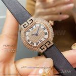 AAA Replica Cartier Tortue Women's Quartz Watch - Diamond Paved Case Black Fabric Strap